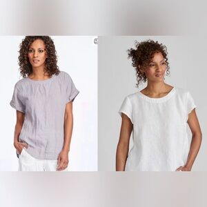 Flax BUNDLE 100% Linen Tees in BlackBerry and White